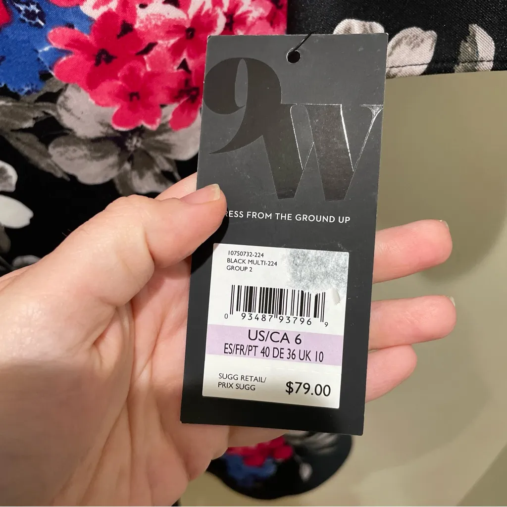 Nine West Floral Bell Sleeve Sheath Dress Black Multi Women’s Size 6 NWT - Image 8