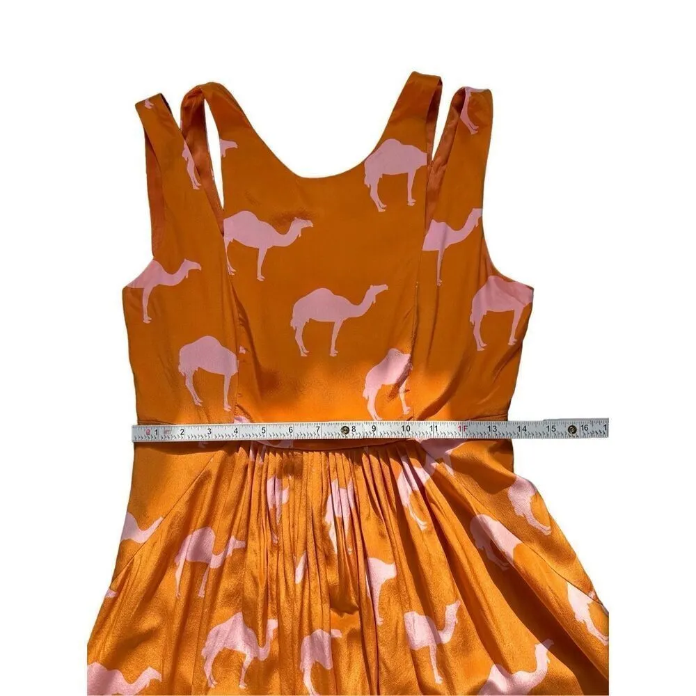 Anthropologie Rare "Dromedary Dress" by Charlotte Taylor Orange pink camel novel - Image 8