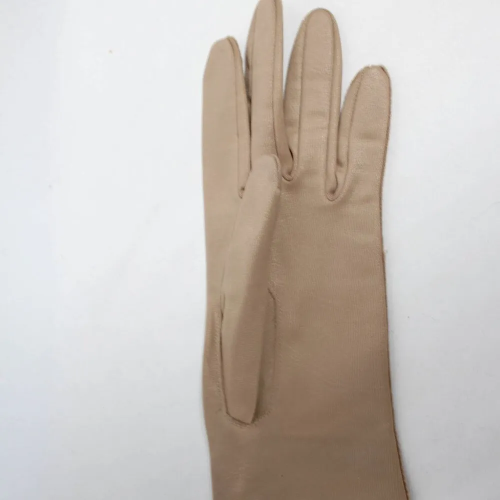 Vintage 1950s 1960s Nude Taupe Evening Gloves - Image 3