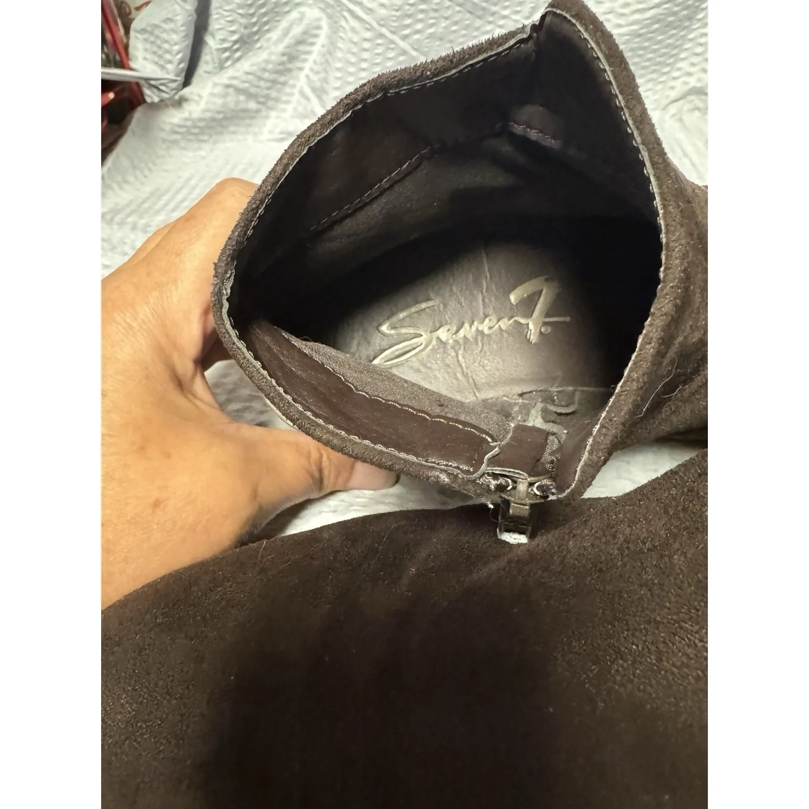 Cisco Kid Bootie Size‎ 10 Dark Brown Suede 1 Inch Heel. Womens. - Image 6