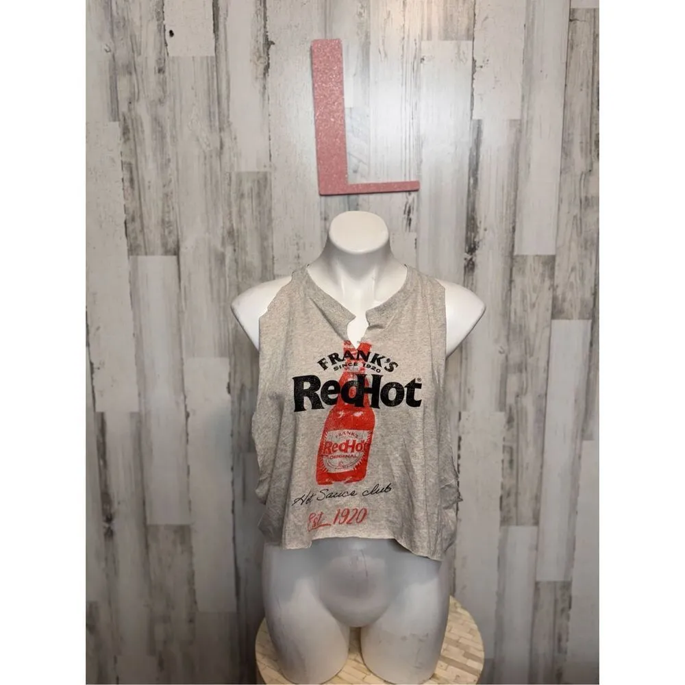 Red hot cut off crop top size large Pink - Image 3