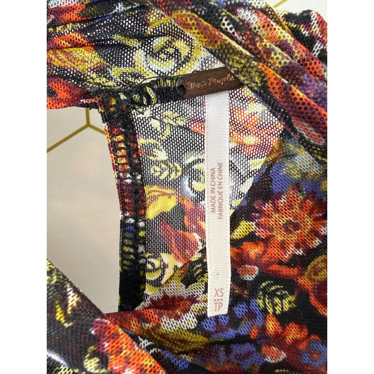 Free People All Dolled Up Black Floral Mesh Crop Top - Size - XS - Image 5