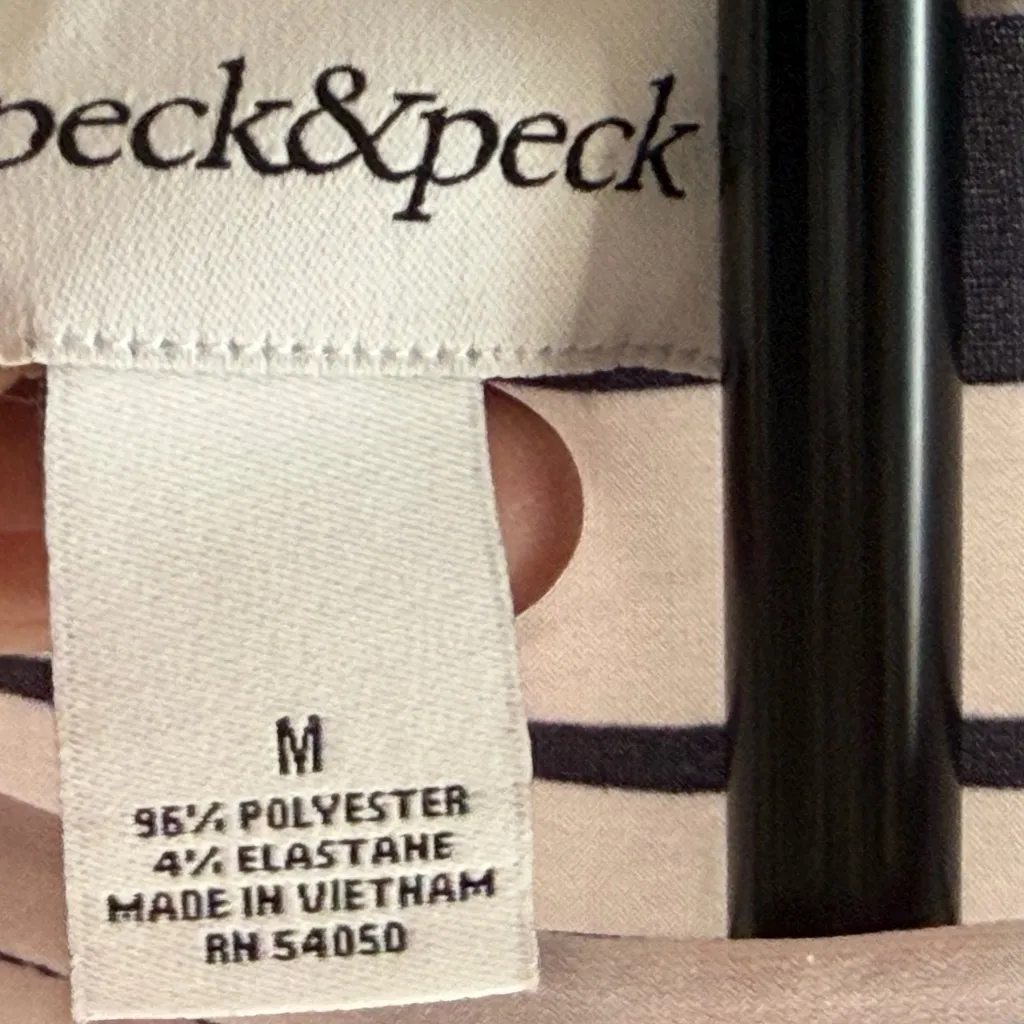 Peck & Peck Long Sleeve Dress with Red, Blue, and Black Stripes Cut Out Sleeves - Image 5