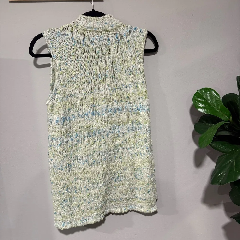 APPLESEED’S 100% COTTON MOCK NECK KNIT SLEEVELESS SWEATER TOP SIDE SLIT SIZE M - Image 2