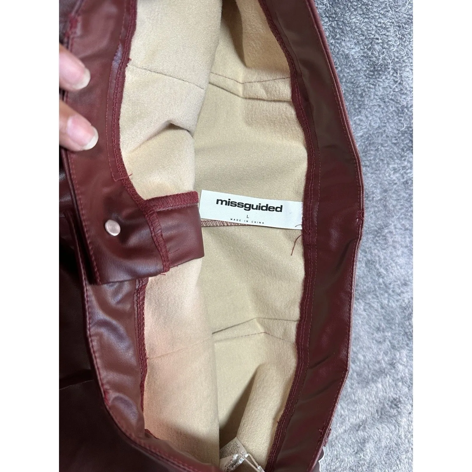 Missguided Bell Bottom Faux Leather Pants With Wide Flare in Brown Size L - Image 6