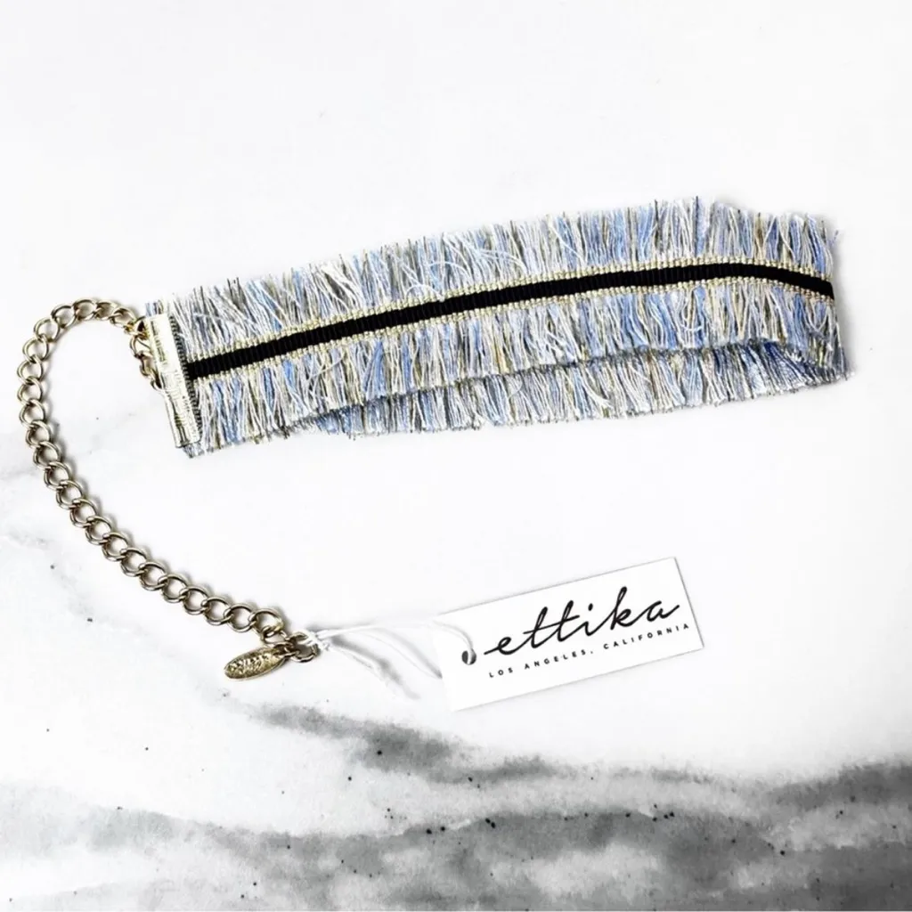 Ettika Fringe Choker Necklace Blue Black Gold Festival Boho New - Image 3