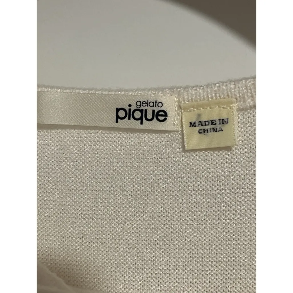 Gelato Pique Draped Sweater Womens OS Ivory Long Sleeve Soft NWT Size M - Image 6