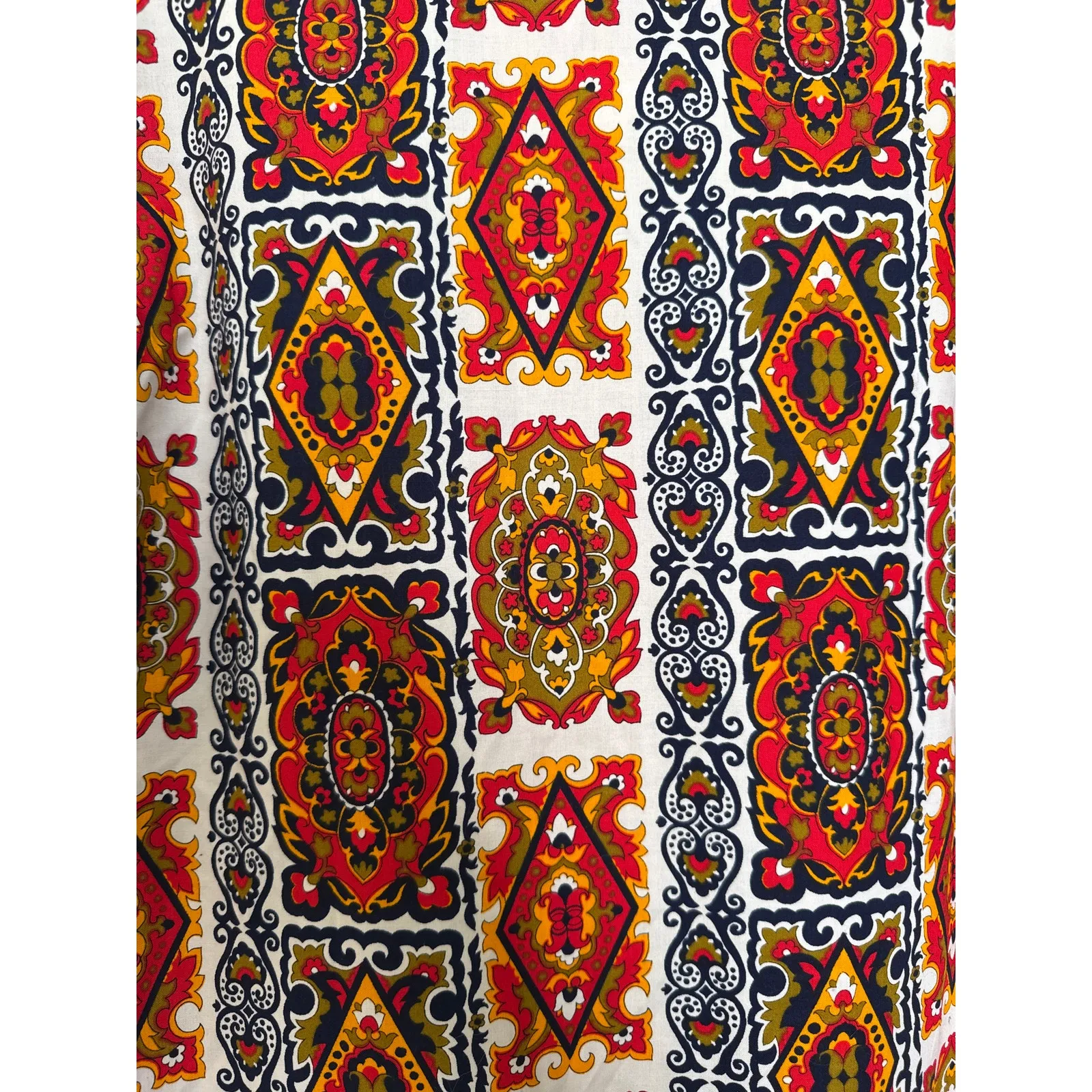 Vintage 1970s Bold Print Cotton dagger collar Shirt Boho Mod Festival medium - Image 11