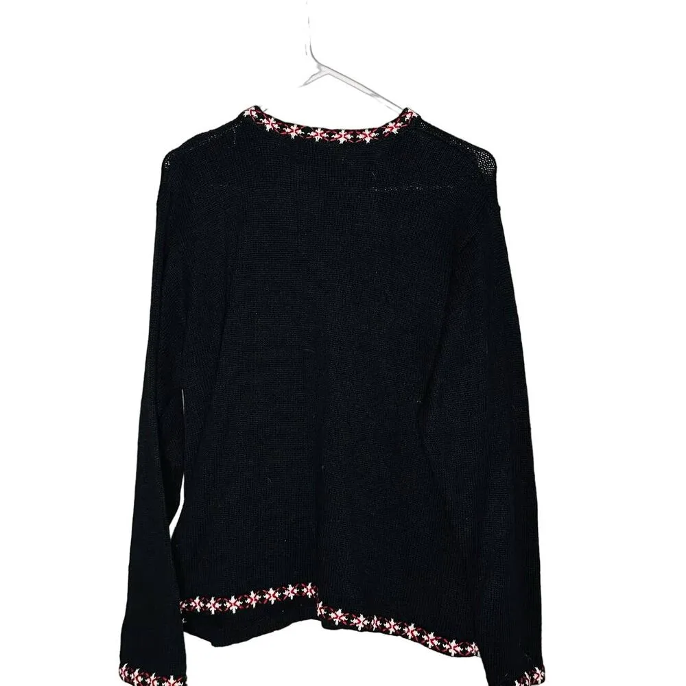 Vintage Lemon Grass Crew Neck Beaded Christmas Santa Tree Ugly Sweater size M - Image 2