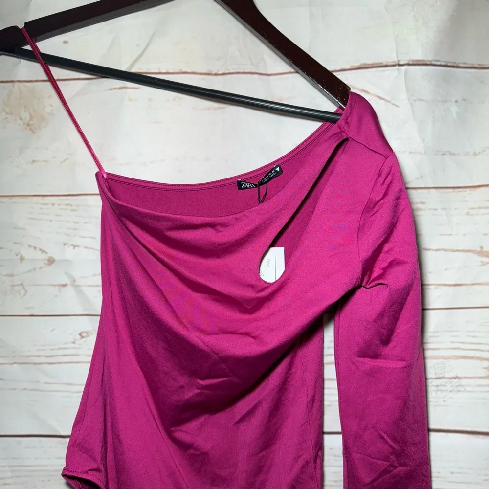 Zara • Bodysuit • Magenta • One Long Sleeve • Small - Image 4