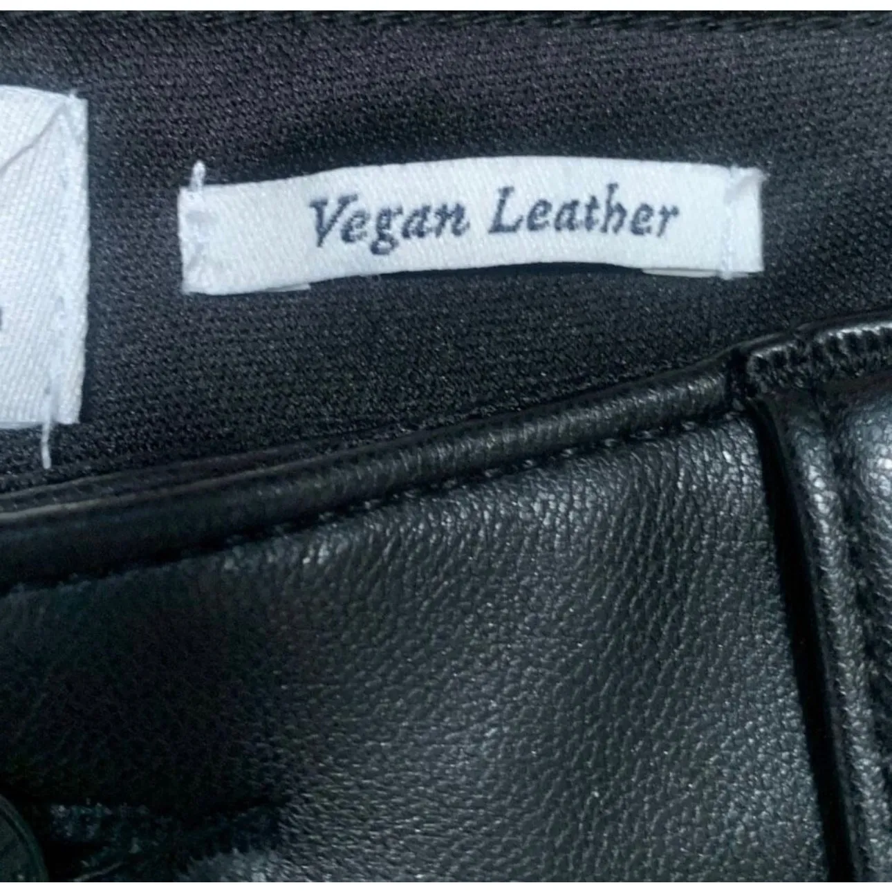 Abercrombie Vegan Leather Ankle Straight Leg Ultra High Rise Pants Black Edgy - Image 5