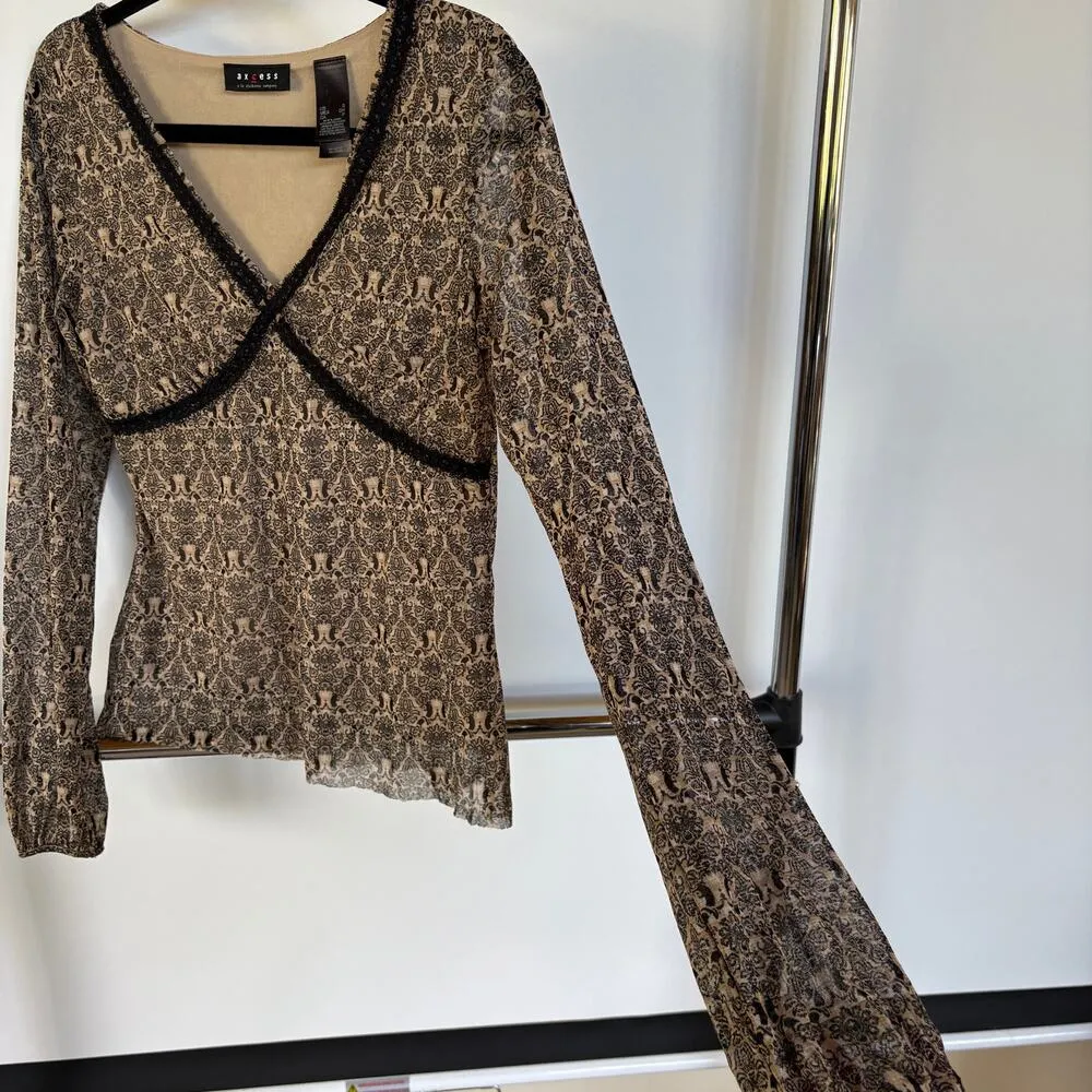 Y2K Babydoll Witchy Dark Romantic Fairy Goth Stretchy Date Night Top Small - Image 4