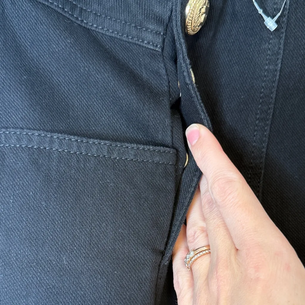 J.McLaughlin Nautical Sailor Black High-Waisted Pants with Gold Buttons - size 6 - Image 9