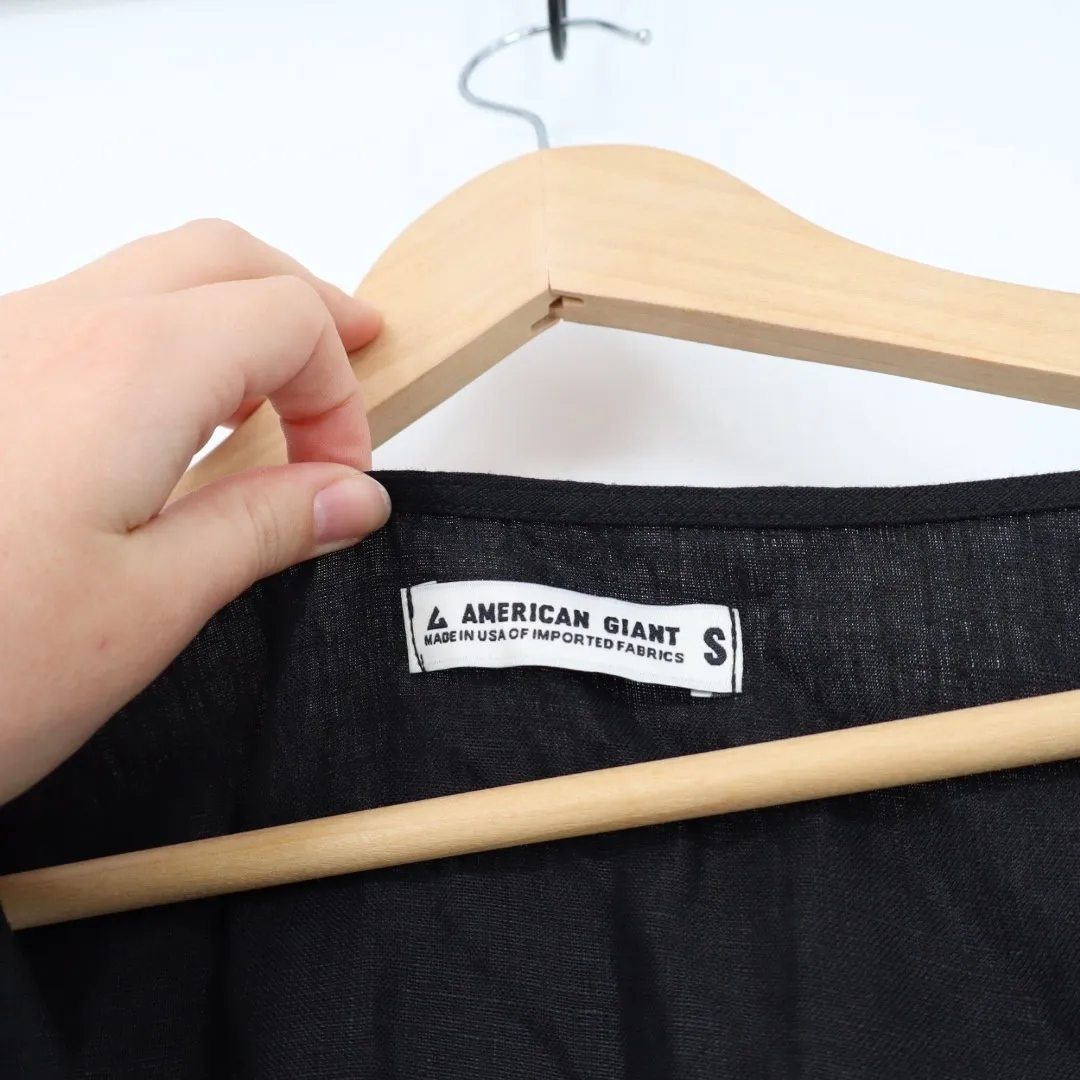 American Giant Black Linen V Neck Sleeveless Maxi Dress Size S - Image 3