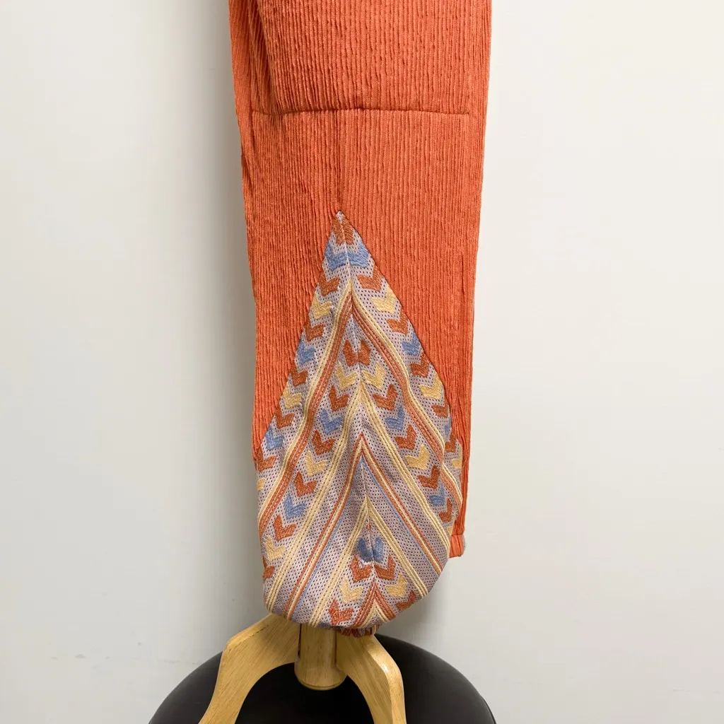 Free People Orange Ribbed Sleeveless Open Back Morning Rise Jumpsuit *FLAWS Size M - Image 5