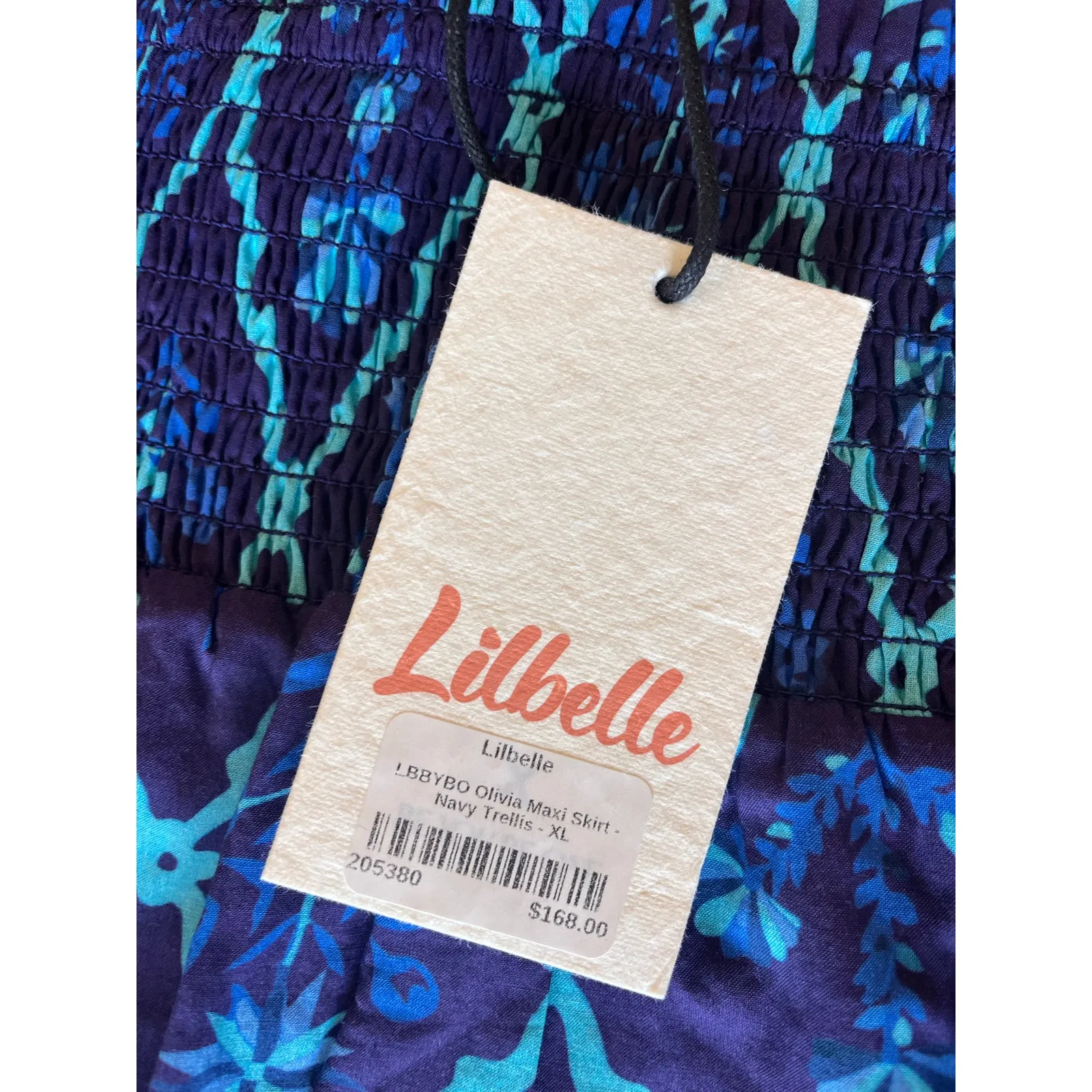 Lilbelle Peasant Cottage Core Tiered Maxi Skirt Women XL Floral Boho Western Blue - Image 3