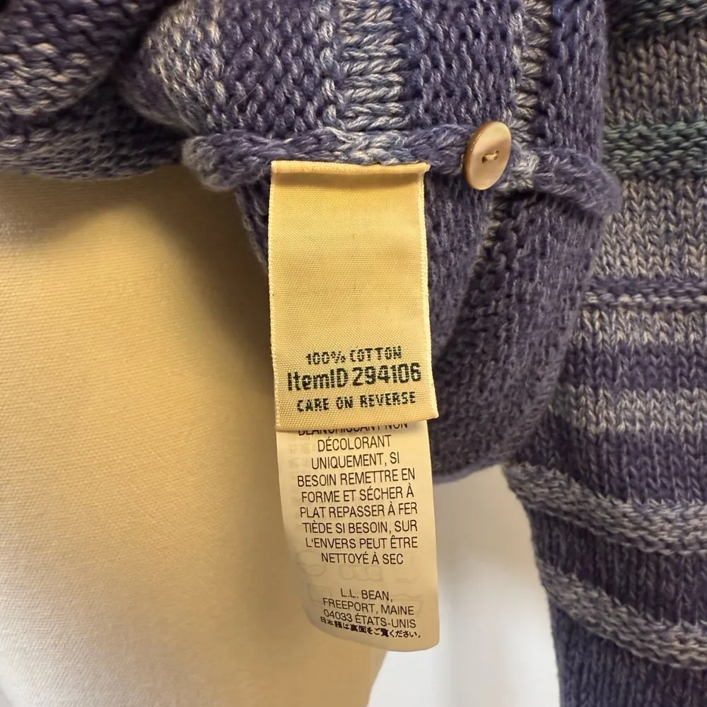 L.L.Bean Cardigan Cotton Blue Gray Ombré Textured Knit Women’s Size Large Petite - Image 8