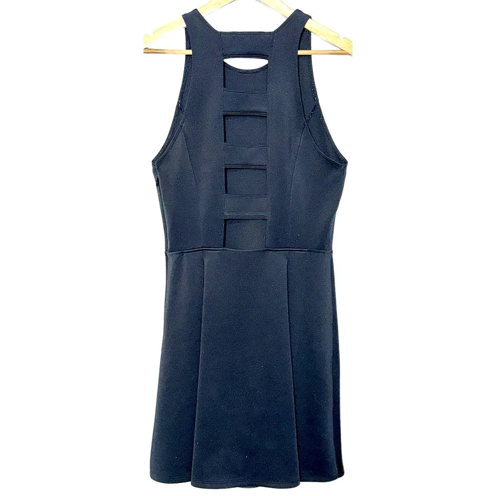 Abercrombie & Fitch Black Cut Out Pleated Sleeveless A-Line Mini Dress Size L - Image 2
