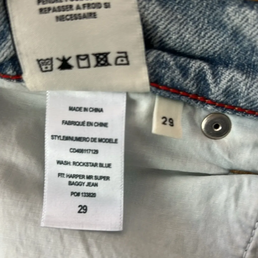 Alice + Olivia HARPER MID RISE SUPER BAGGY JEAN Rockstar Blue 29 $330 - Image 12