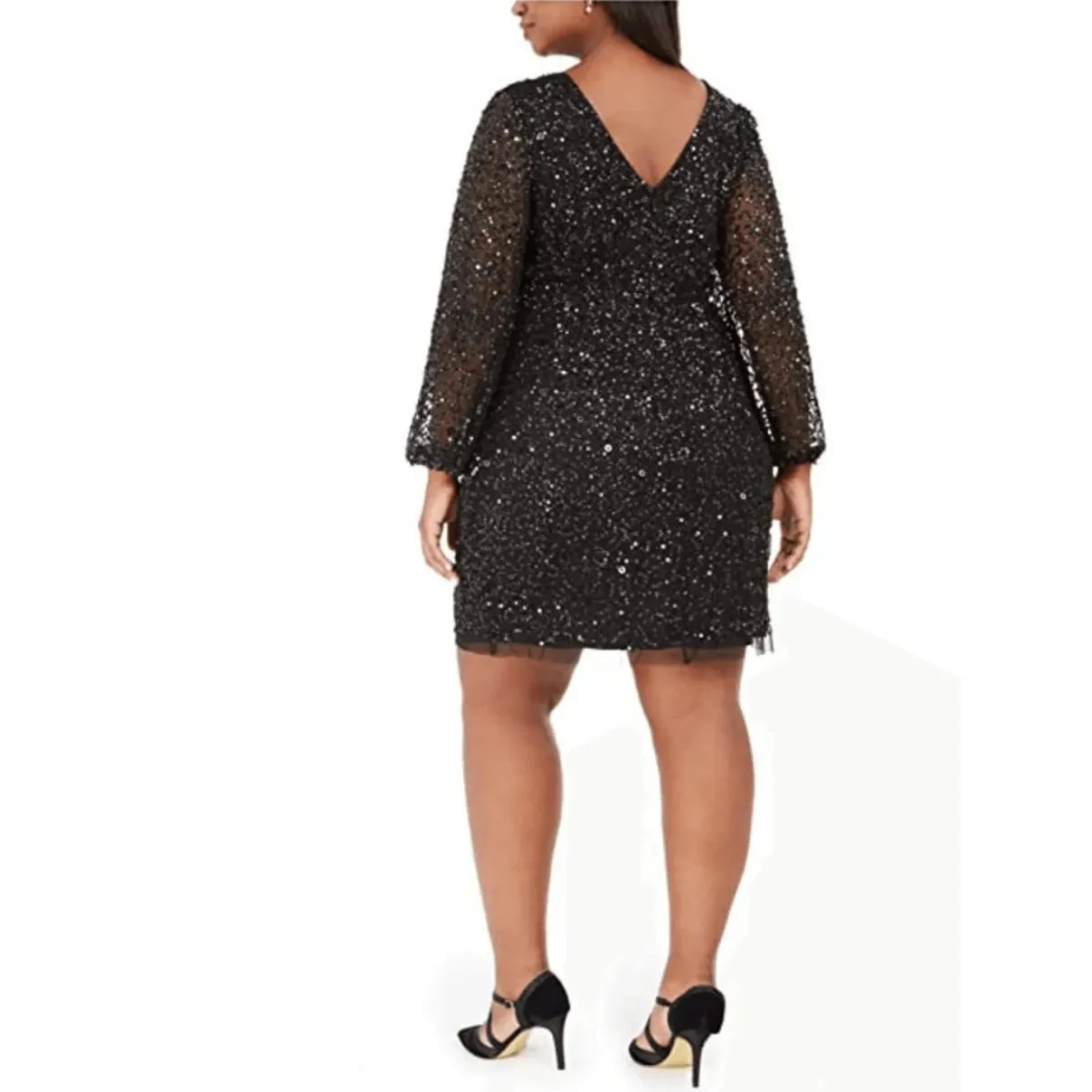 Adrianna Papell Beaded Black Short Cocktail Dress Plus Sz 14 W NWT MOB Romantic - Image 9