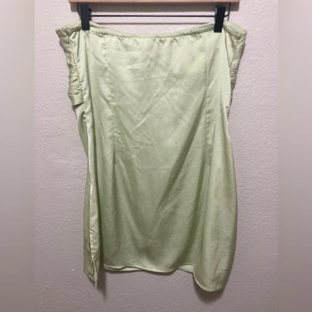 Princess Polly Irena Strapless Mini Green Satin Dress Size 10 - Image 5