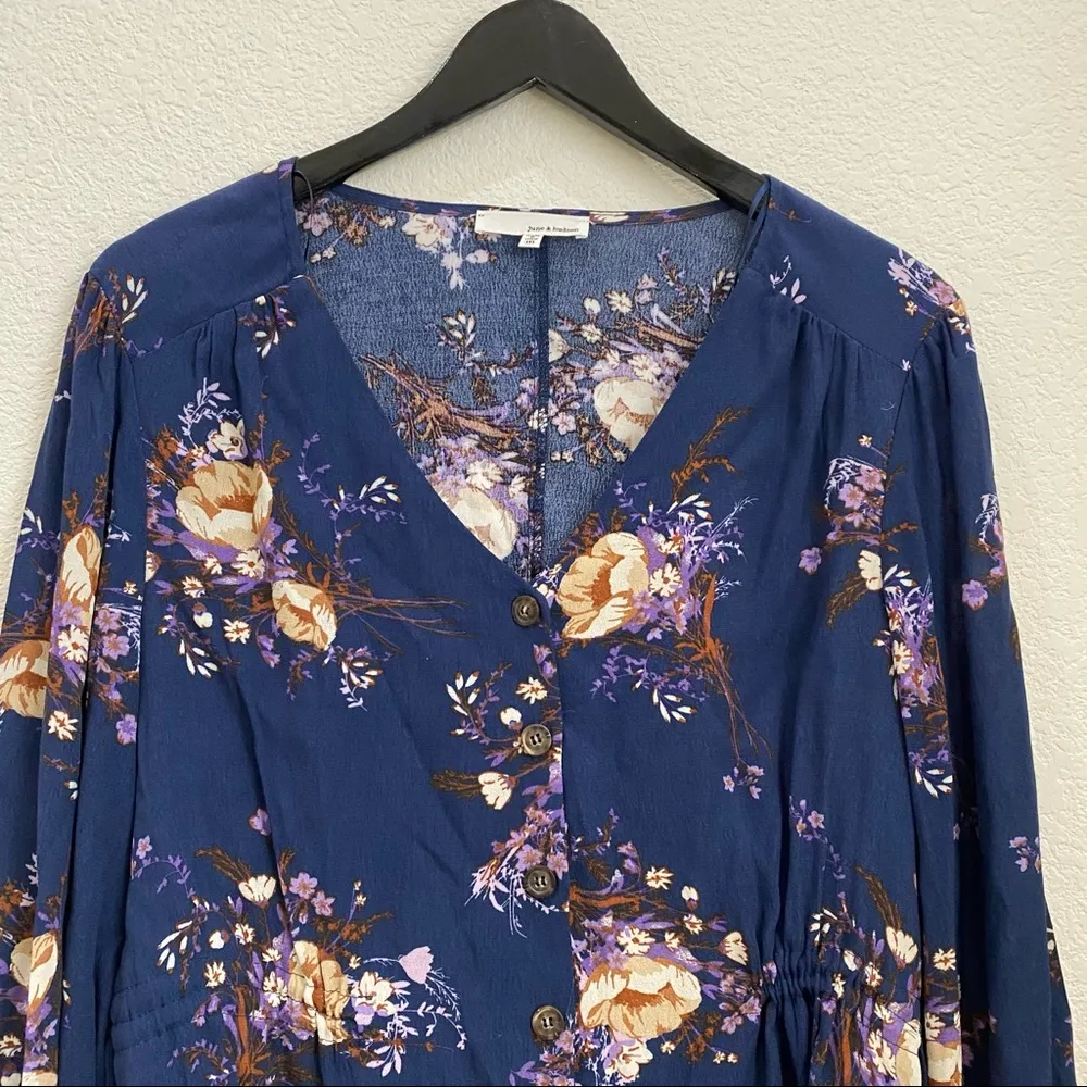 June & Hudson Floral Blouse Long Sleeve Top M - Image 3