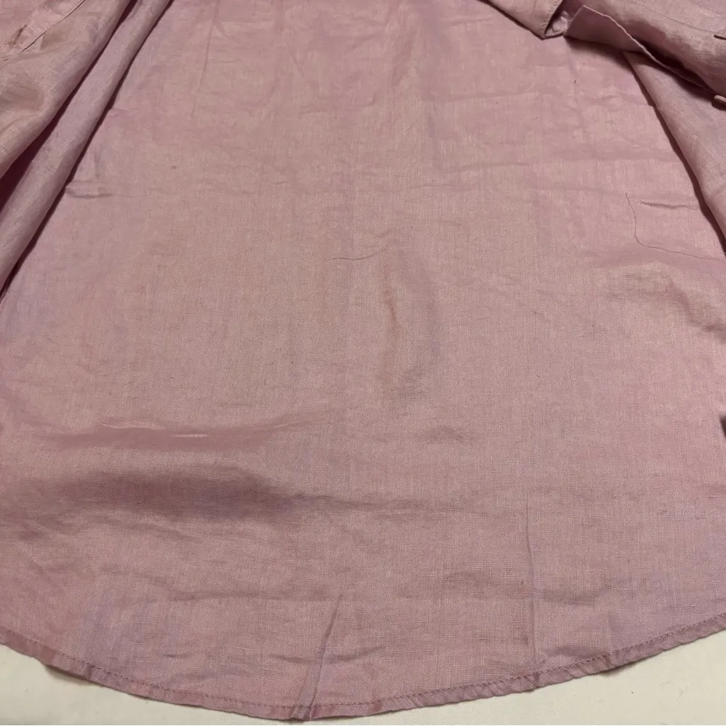 Garnet Hill 100% Linen Pink/Purple Short‎ Sleeve Button Up Shirt Size 4 - Image 15