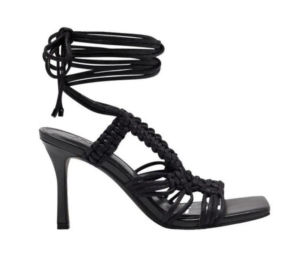INC Black Strappy Woven Brayd Square Toe Stiletto Lace - Image 4
