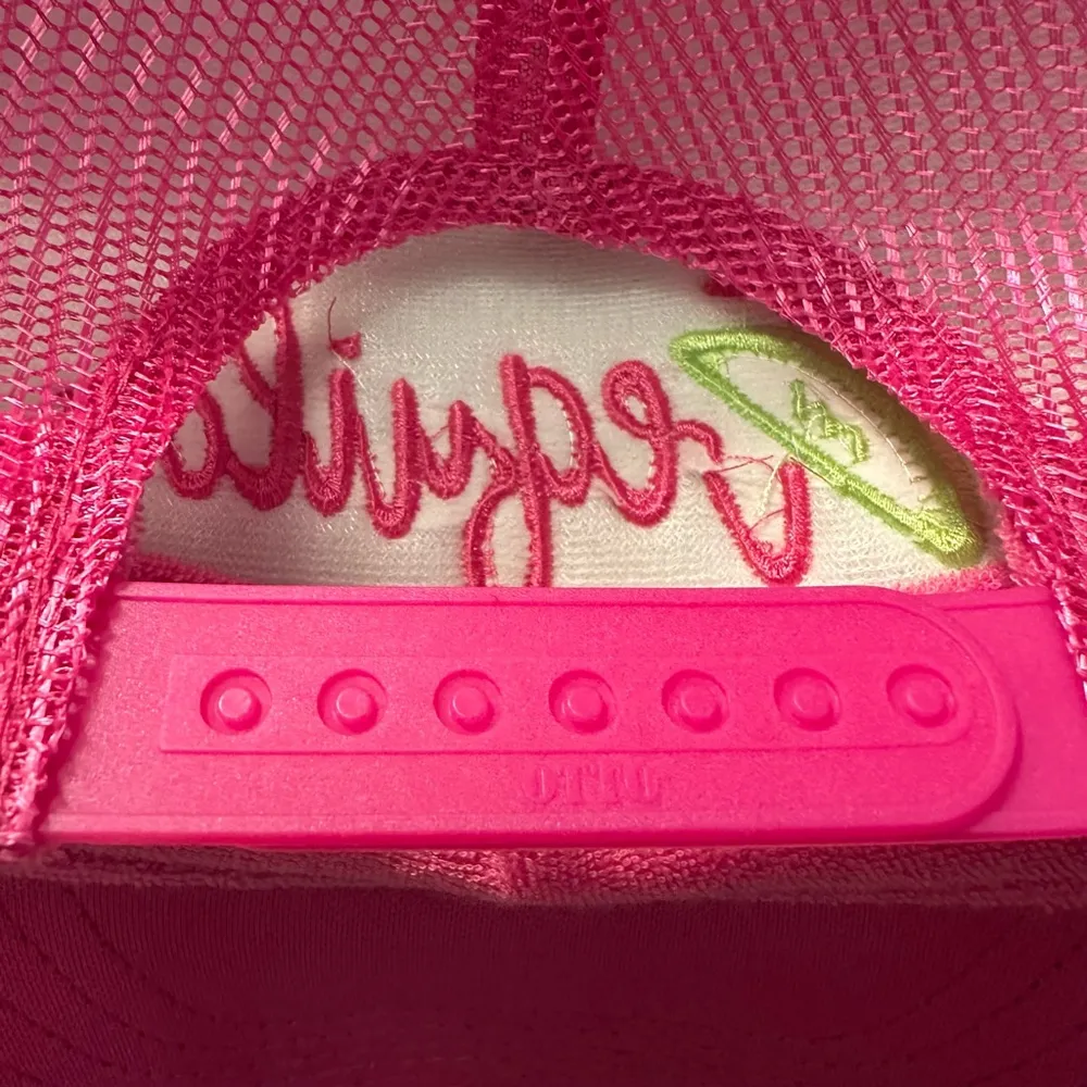 Otto Foam Front Embroidered Trucker Hat “Tequila” SnapBack Hot Pink & White - Image 2