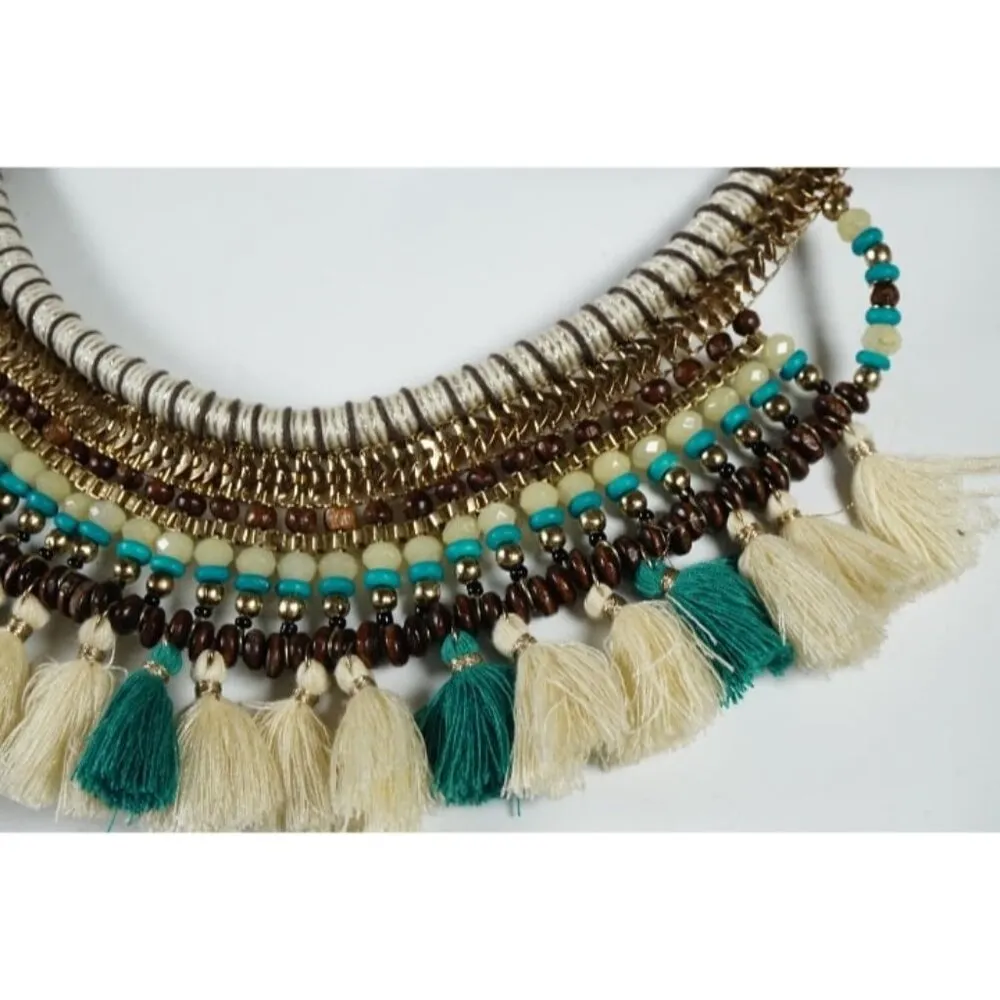 Beautiful Vintage Polynesian/Hawaiian Boho Tribal Exotic Necklace Beads Tassels - Image 3
