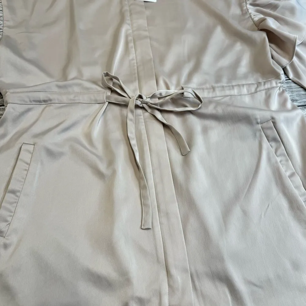 Caren Forbes Women's Satin Tunic Blouse Top Ruffle Sleeves L LG Large Champagne - Image 11