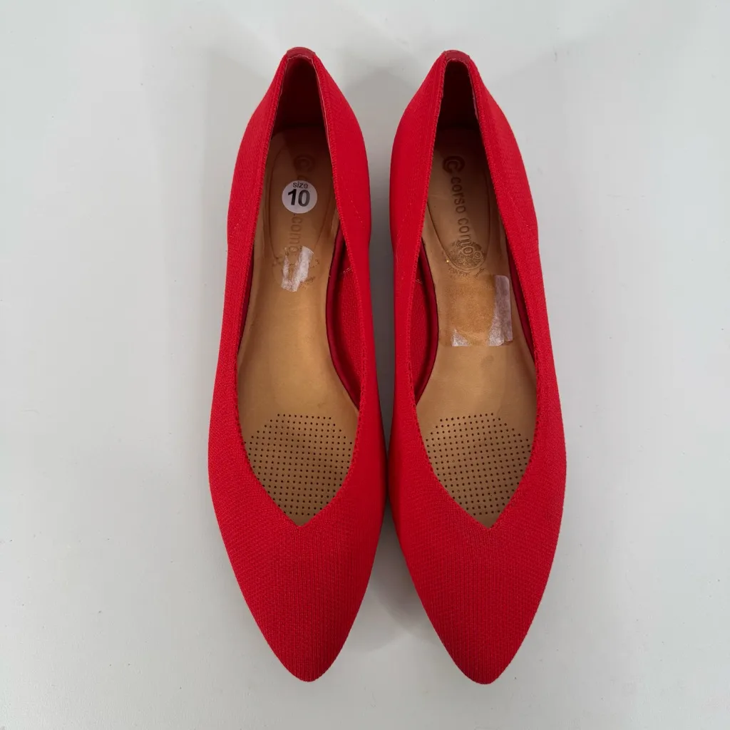 Corso Como Julia Knit Pointed Ballerina Flat in Red Size 10 - Image 2