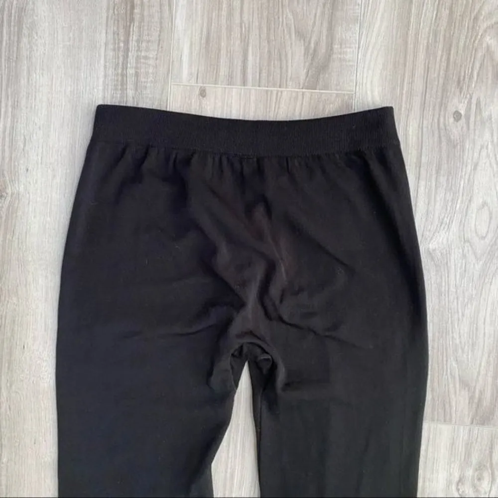 Pink Rose Fleece Lined Black Leggings - Image 7