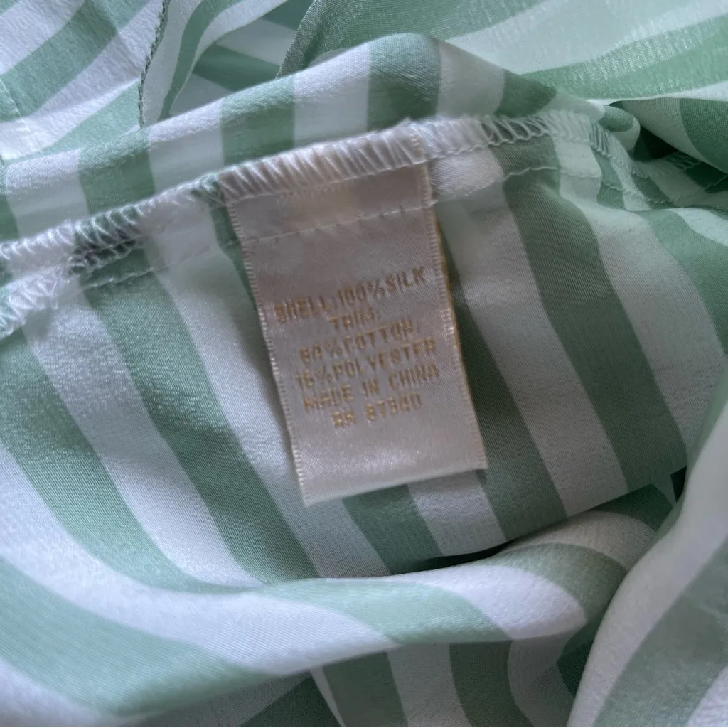 Gold Hawk Summer Mint Pacific Teal Lace Silk Cami Blouse Top M Y2K Stripe Layer Green Size M - Image 6