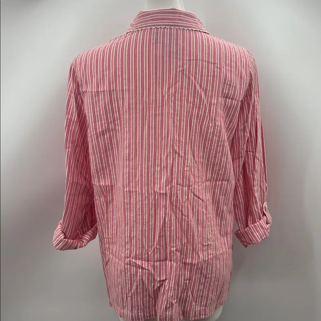 Victoria's Secret 2 Piece Pink and White Striped Pajama Set - Image 4