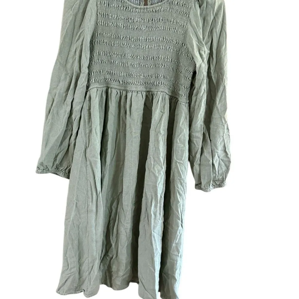 Green Smocked Ruffled Midi Sundress Size L - Image 3