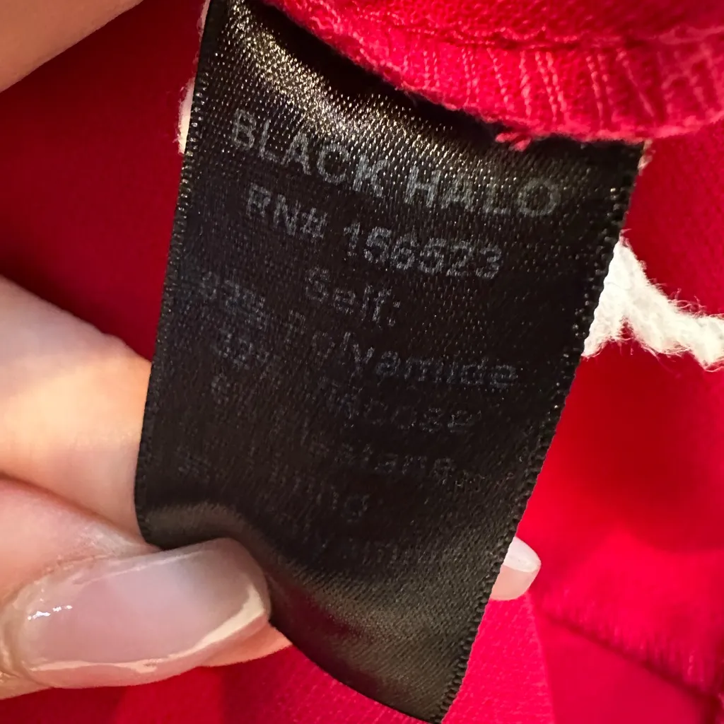 Black Halo Scarlet Dark Pink Red V-Neck Ruffle Deklyn Romper Size 0 XXS XS - Image 12