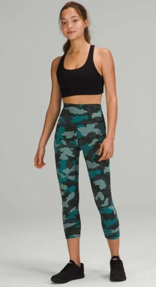 Lululemon Wunder Train High-Rise Crop 21" Heritage 365 Camo Tidewater Teal Multi - Image 3