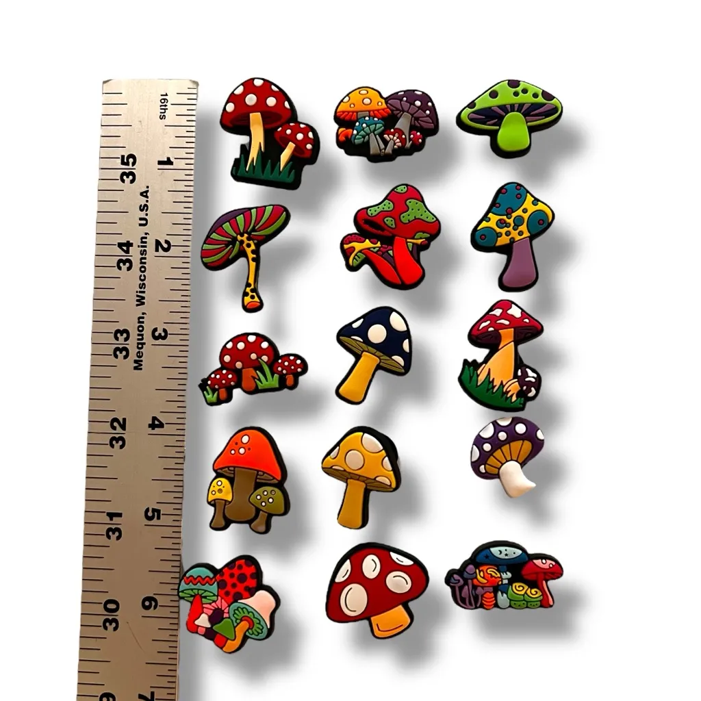 15 pcs Trippy Psychedelic Colorful Dopamine Mushrooms Croc Charms/Jibbitz G - Image 3