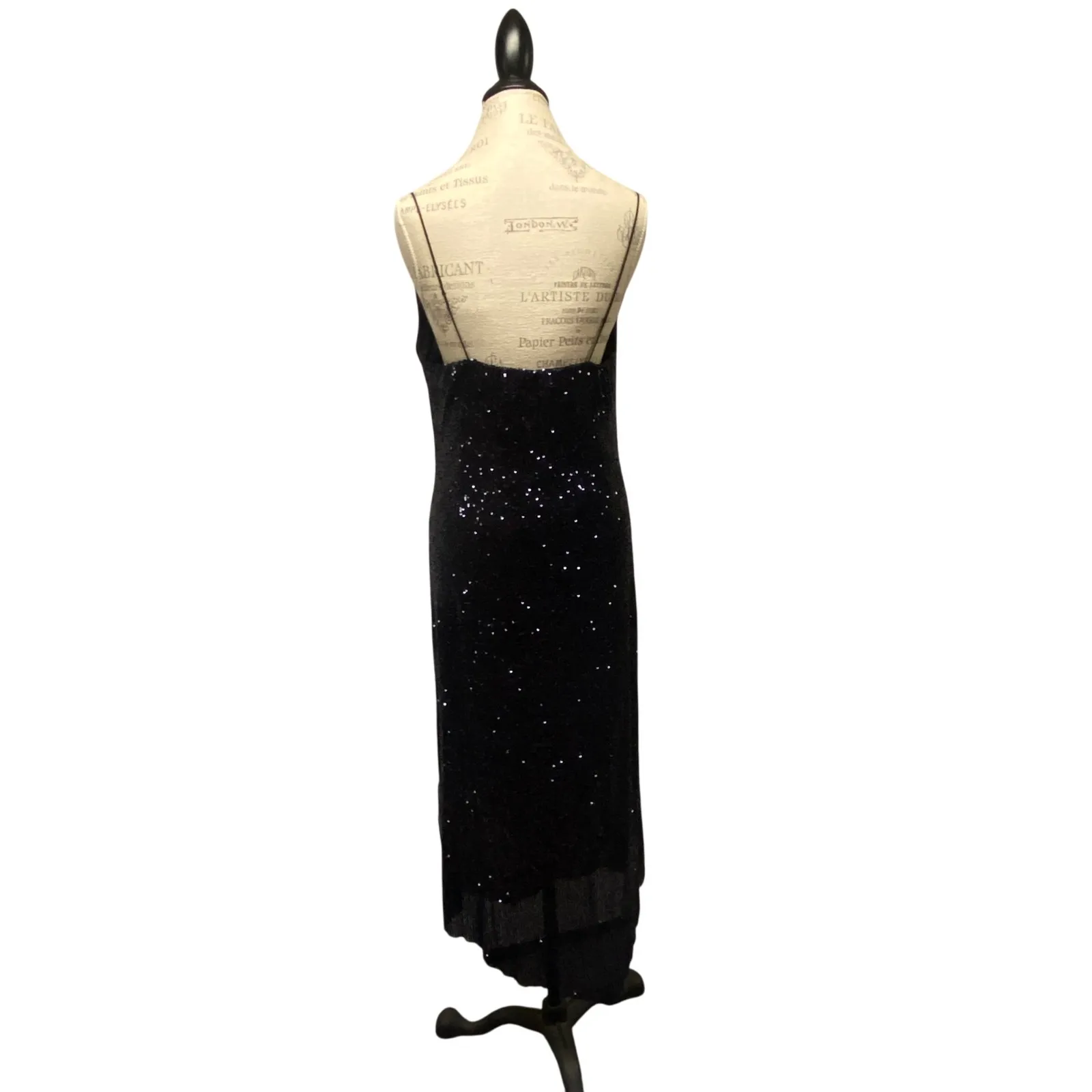 Zara Black Sequin Strapless Maxi Dress Formal Evening Gown Size L Gothic Glam - Image 4