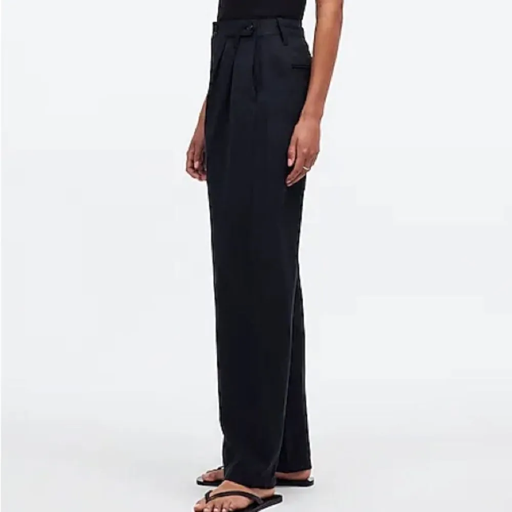 NWT Madewell Harlow Wide-Leg Pant Black Women Size 2P Linen Blend Casual Pockets - Image 6