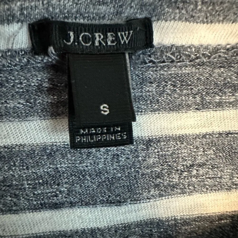 J. Crew Blue Chambray Breton Stripe Top Side Zipper Pullover Coastal Nautical - Image 2