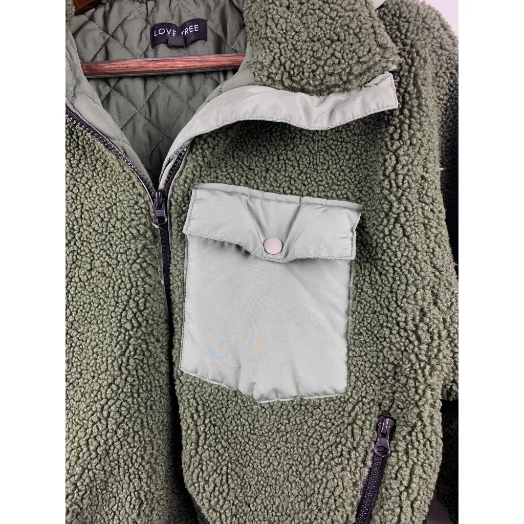 Women’s Love Tree Green Sherpa Sweater Size L - Image 7