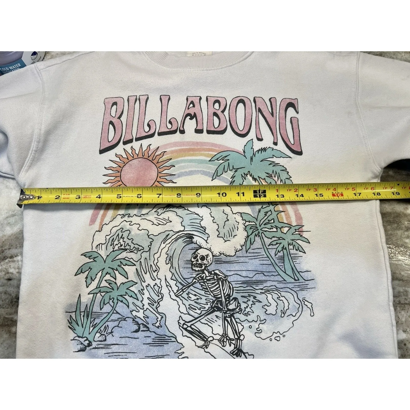 Billabong Vintage Womens 80-90s White Skeleton Surfer Crewneck Sweatshirt Sz XS - Image 11