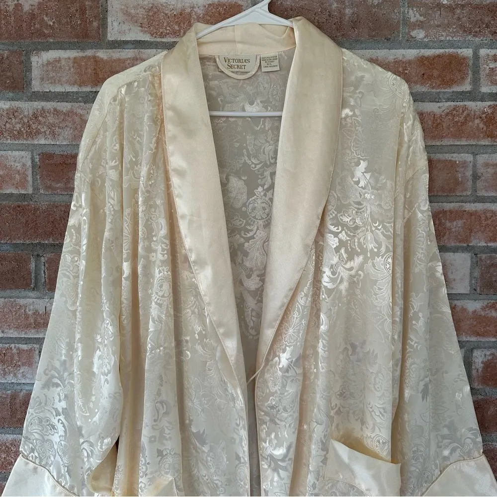 Vintage Victoria’s Secret Gold Label Robe Gown Set Ivory Bridal Women’s Large - Image 7