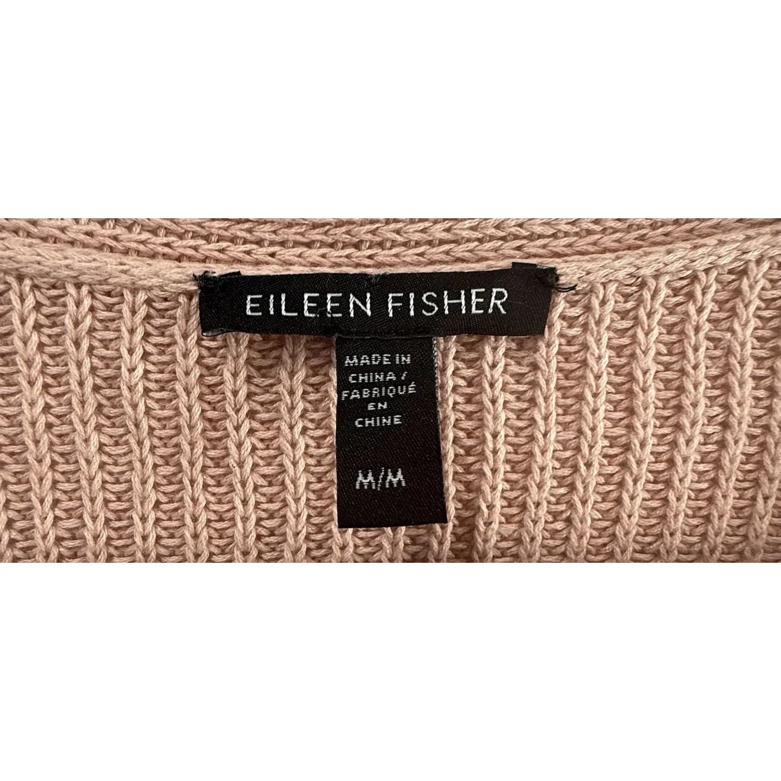 Eileen Fisher Organic‎ Linen Cotton V-Neck Long Sleeve Pink Tunic Sweater MED - Image 6