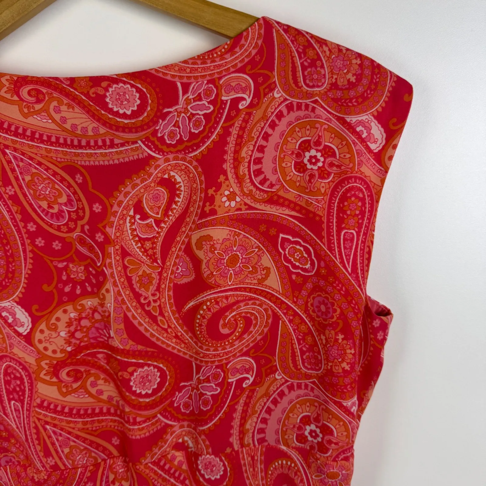 NY&CO Babydoll Pink Paisley Midi Dress Size 6‎ 90s Y2K Boho Retro Feminine Flowy - Image 4