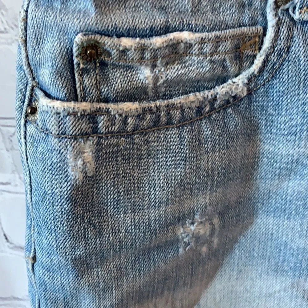 Aeropostale Distressed Blue Jean Mini Skirt 7/8 - Image 3