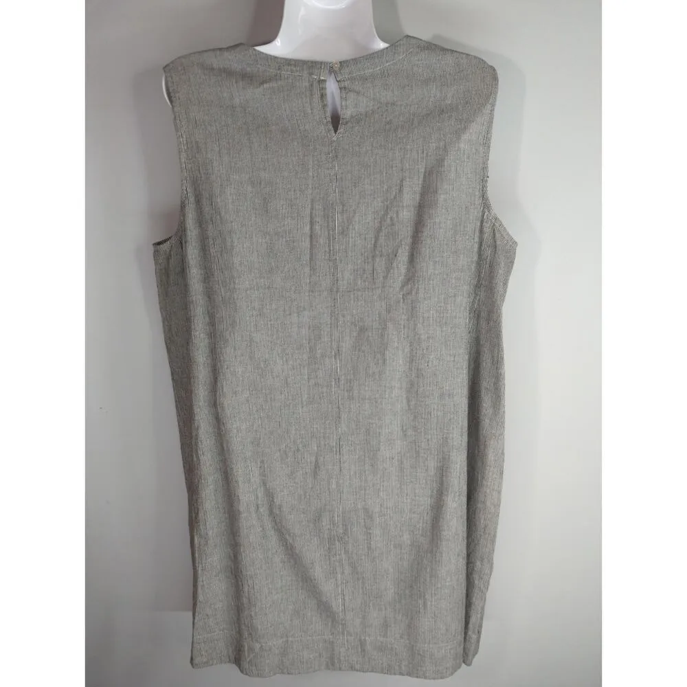 Eileen Fisher Graphite Organic Linen Pinstripe Tunic Dress‎ Women's Est. Large - Image 7