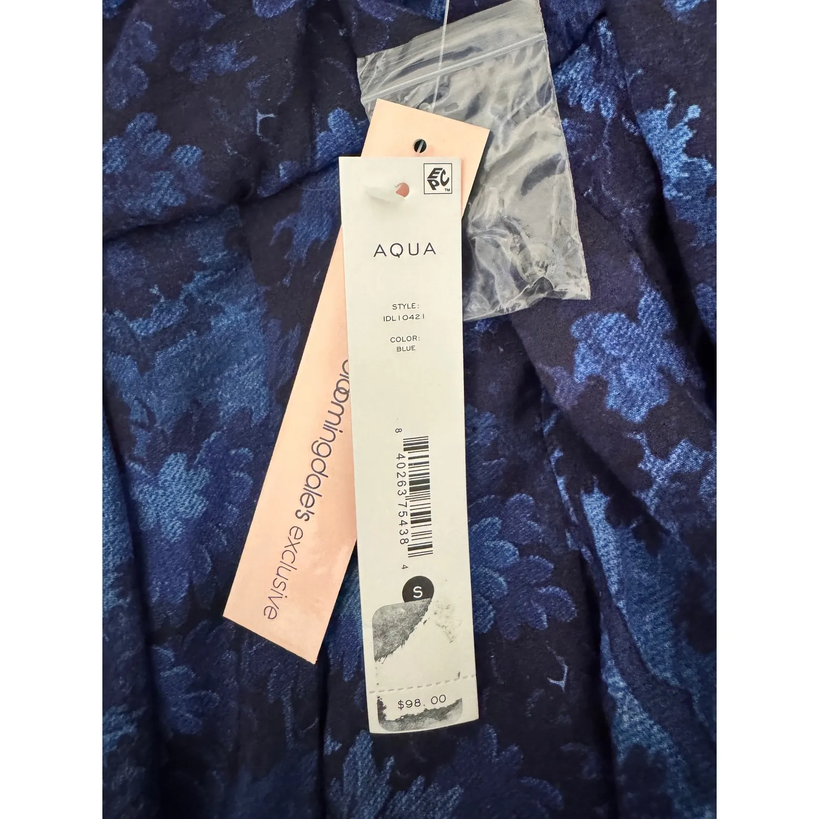 Aqua Dress‎ Blue Floral Long Sleeve Mini Dress Square Neck Party - Image 9